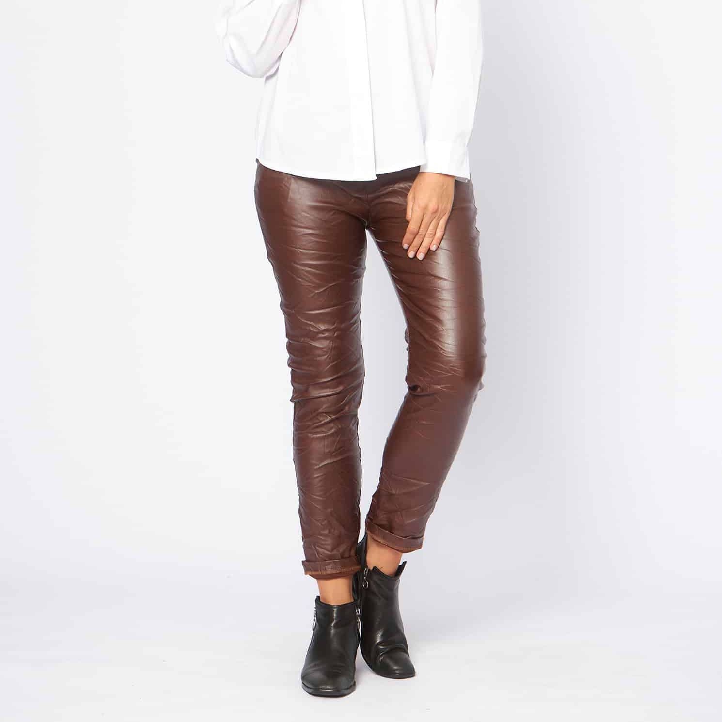 La Strada - Wet Pant Look - Brown