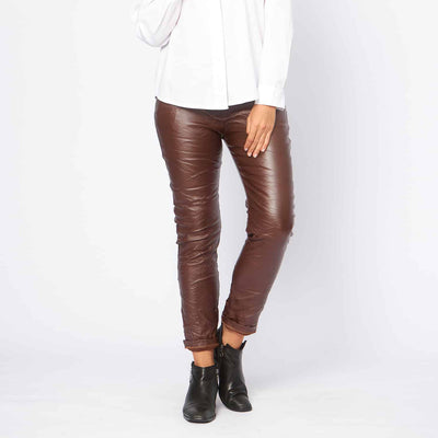 La Strada - Wet Pant Look - Brown