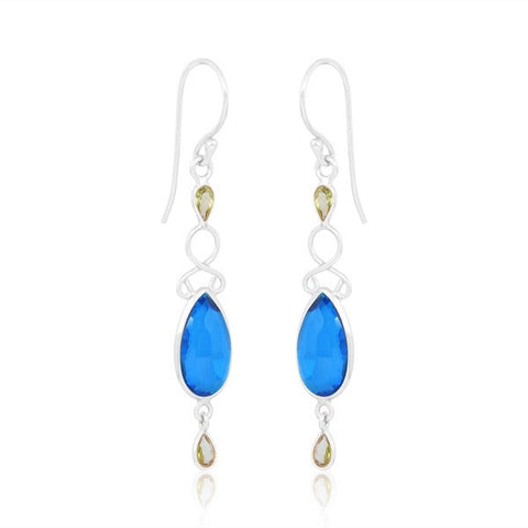 Sterling Silver Vermeil Quartz and Peridot Double Drop Earrings 1