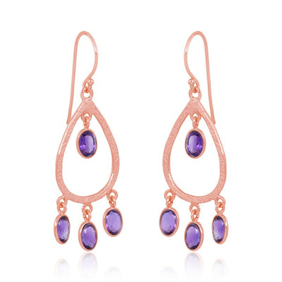 Sterling Silver Vermeil Tri Drop Gemstone Earrings