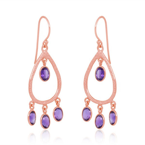Sterling Silver Vermeil Tri Drop Gemstone Earrings