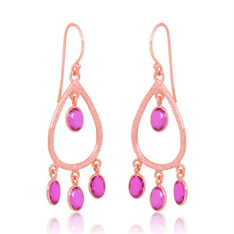Sterling Silver Vermeil Tri Drop Gemstone Earrings