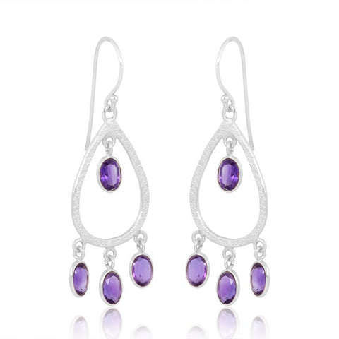 Sterling Silver Vermeil Tri Drop Gemstone Earrings