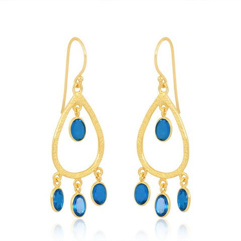 Sterling Silver Vermeil Tri Drop Gemstone Earrings