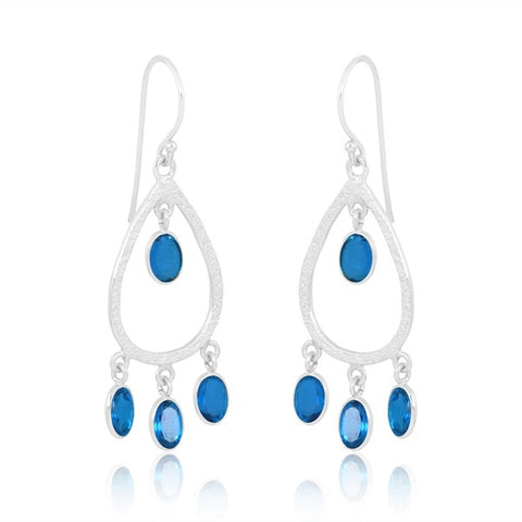 Sterling Silver Vermeil Tri Drop Gemstone Earrings