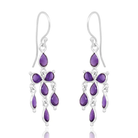 Sterling Silver Vermeil Dangle Gemstone Earrings