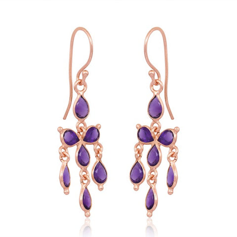 Sterling Silver Vermeil Dangle Gemstone Earrings