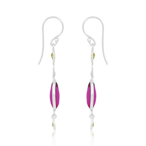 Sterling Silver Vermeil Quartz and Peridot Double Drop Earrings 1