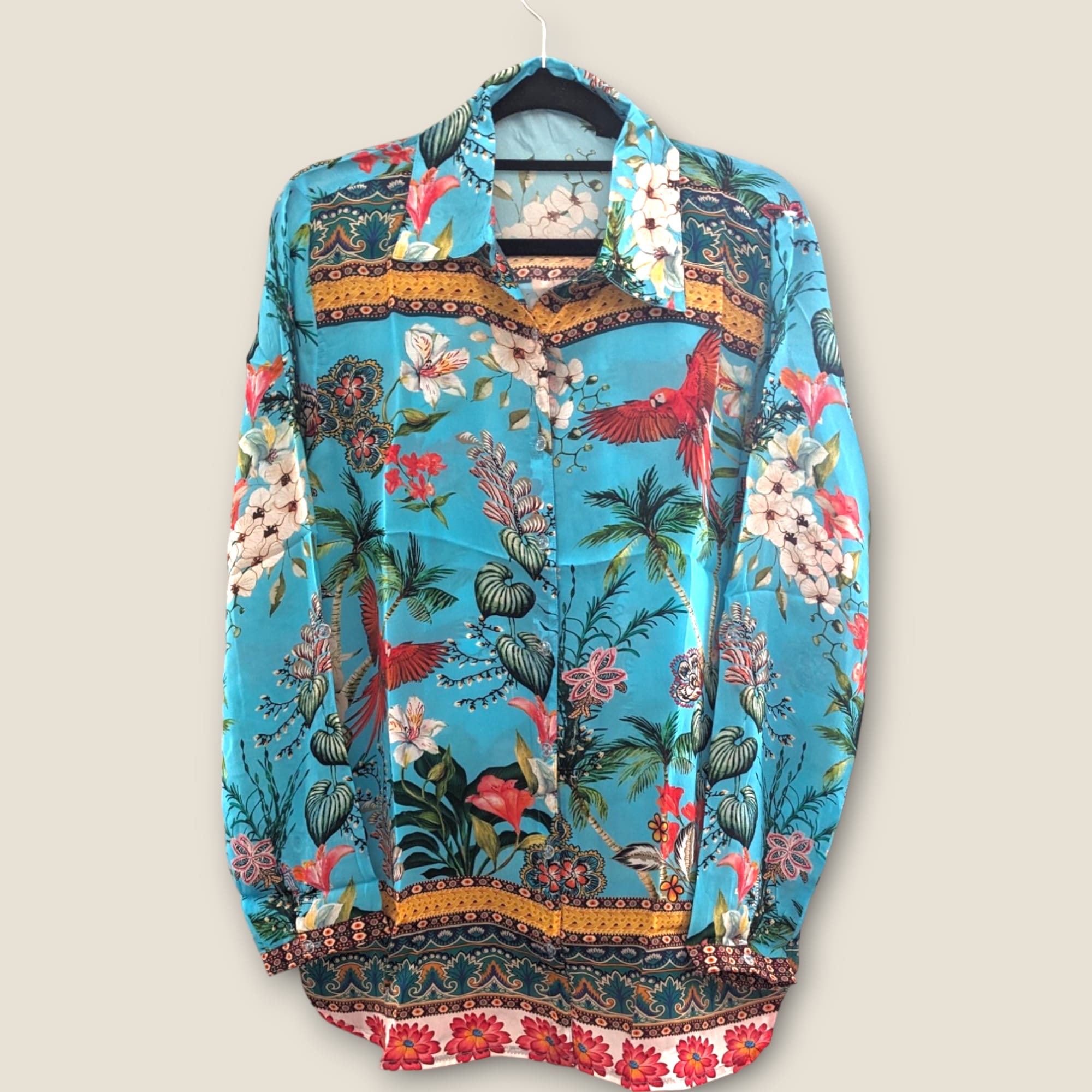 Melange - Tropical Orchid Blue Azure Collared Shirt
