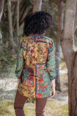 Cienna - Patchwork Print Shirt-Yumi