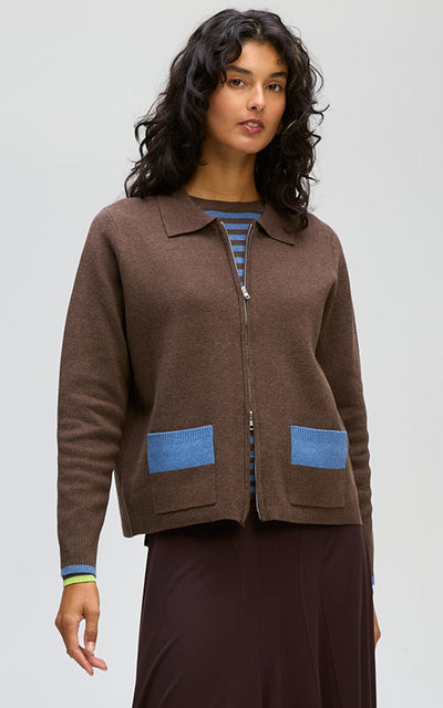 LD+Co - Zip Through Jacket-Cocoa