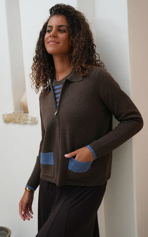 LD+Co - Zip Through Jacket-Cocoa