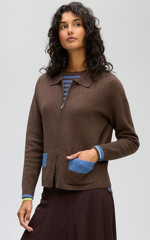 LD+Co - Zip Through Jacket-Cocoa