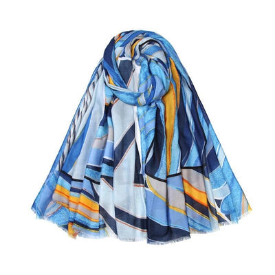 Zura - Soft Viscose/ Cotton Scarf - Blues