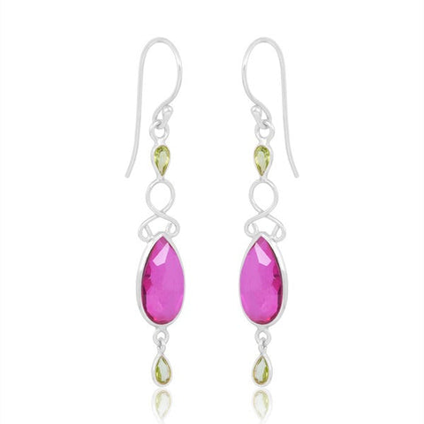 Sterling Silver Vermeil Quartz and Peridot Double Drop Earrings 1