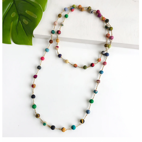WorldFinds - Dotted Long Kantha Necklace