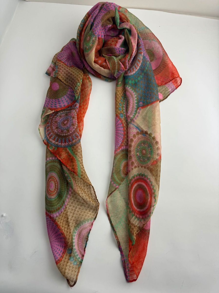 Zura - Aboriginal Art Print Scarf - Pink/Olive