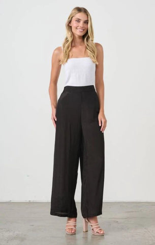 Holmes & Fallon - Half Elastic Waist Wide Pant-Black