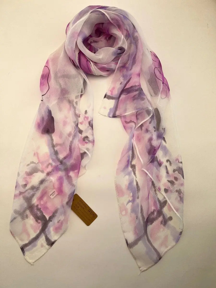 Zura - Classic Silk Scarf - Abstract Mauve