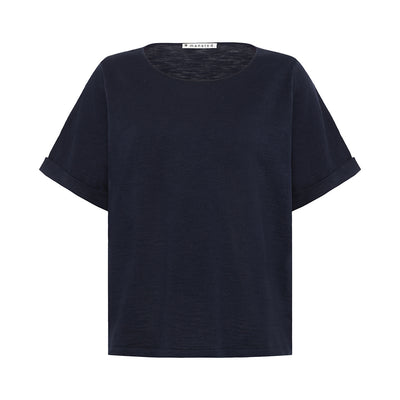 Mansted - Kat Organic Cotton Slub T Shirt - Navy