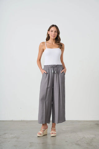 Caju - Wide Leg Palazzo Pant-Grey