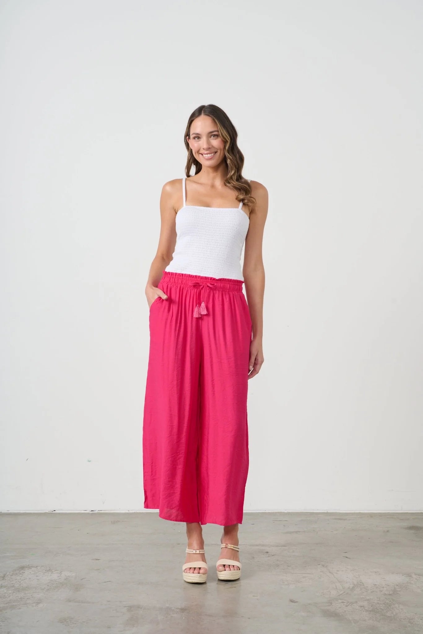 Caju - Wide Leg Palazzo Pant-Hot Pink
