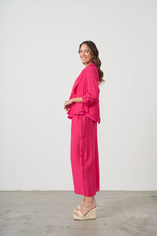Caju - Open Front Drape Jacket-Hot Pink