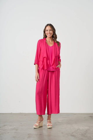 Caju - Open Front Drape Jacket-Hot Pink