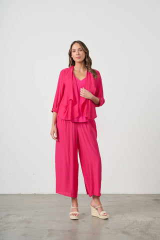 Caju - Open Front Drape Jacket-Hot Pink