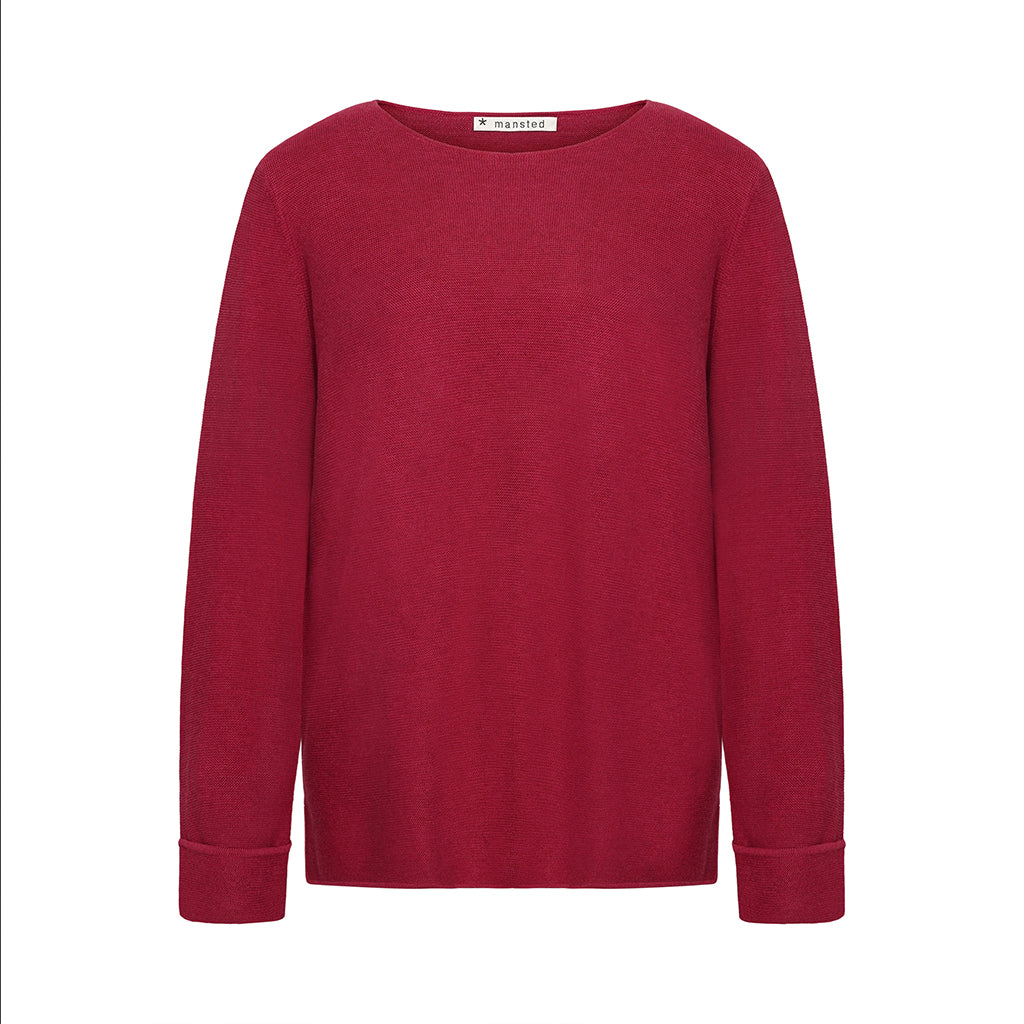 Mansted - Moriko Garter Crew Knit-Dark Pink