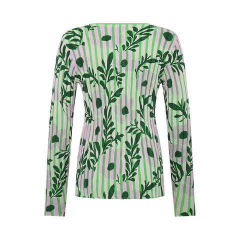 Mansted - Panama Flora Stripe Crew Cotton Knit-Green