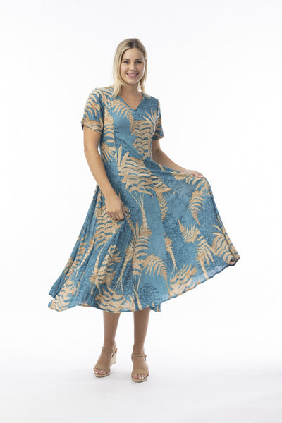 Orientique - Ponta Verde Godet Short Sleeve Dress