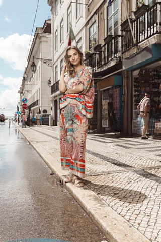 Orientique - Ponta Verde Wide Leg Cotton Pant