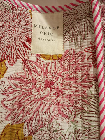 Melange - Handcrafted Floral Quilted Tote Bag – Pink & Mustard Print