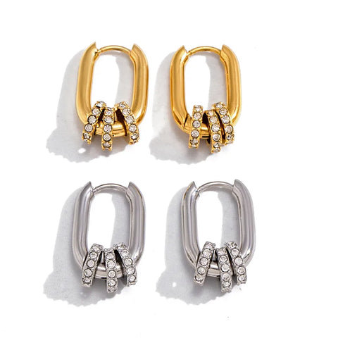 MCLuxe - Solène 14k Gold Vermeil Convertible Crystal Huggie Earrings