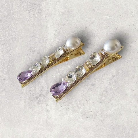 MCLuxe-Celeste Bloom- Purple Pearl Hairpin  - TS01144