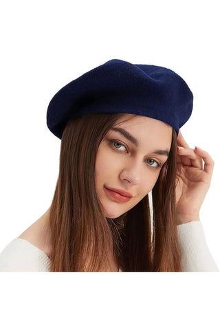 Zura - Wool Beret Hat - Navy Blue
