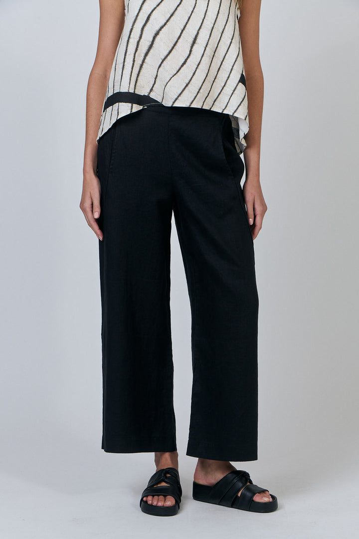 Naturals by O&J - Wide Leg Linen Pant-Black