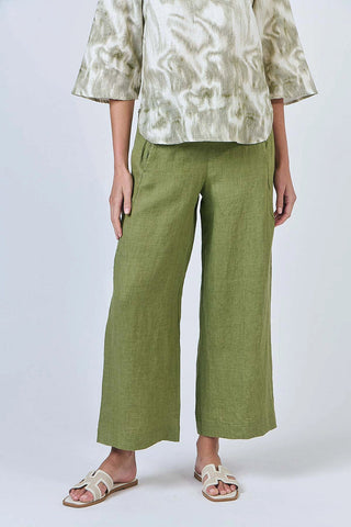Naturals by O&J - Wide Leg Linen Pant-Moss