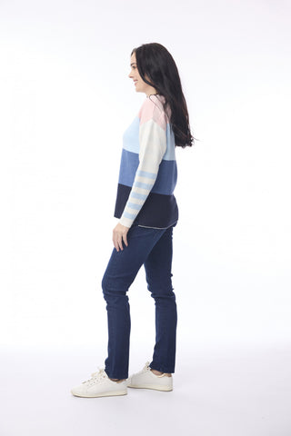 Orientique - Reversible Knit Cotton Jumper - Denim Block