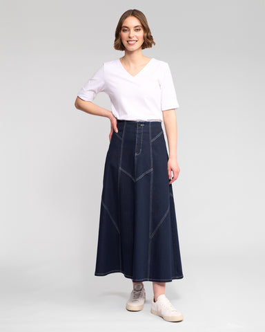 Vassalli - Akari Midi Length Skirt - Ink Denim