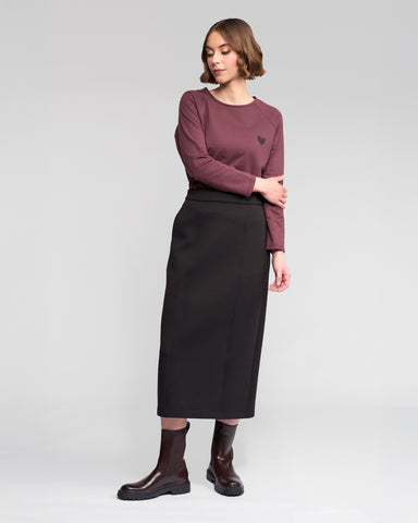 Vassalli - Falcon Midi Length Knit Skirt - Black