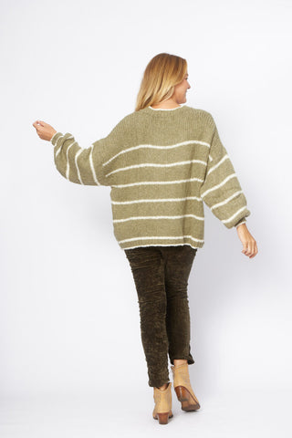 La Strada - Velvet Crushed Pant - Military