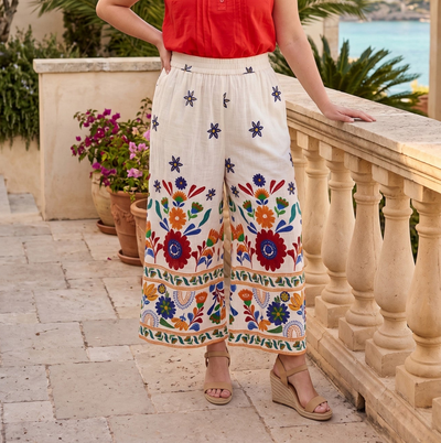 Orientique - Pellion Cotton Wide Leg Pants - White