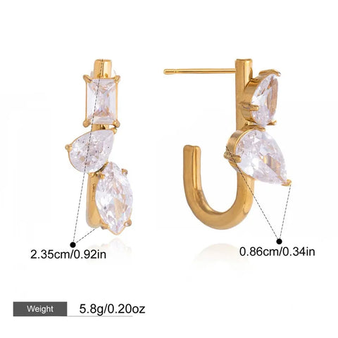 MCLuxe - Celeste Asymmetry Crystal Huggie Earrings