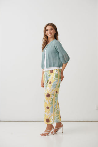 Holmes & Fallon - Crochet Jacket and  Shell Button - Aqua Blue