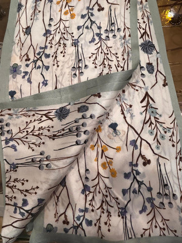 Double-Sided Silk Skinny Scarf - Botanical Pastel