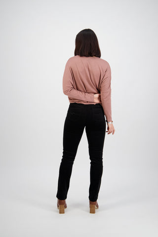 Vassalli - Slim Leg Full Length Pinwale Cord Pull On - Black