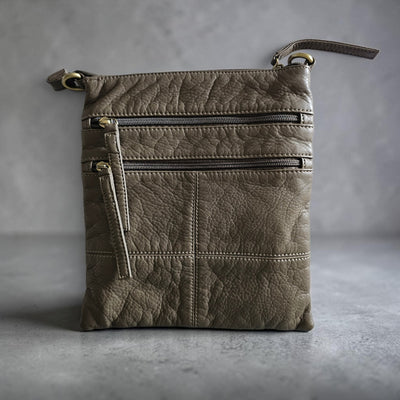 Melange - Harper - Vegan Multi Zip Crossbody Bag - Grey