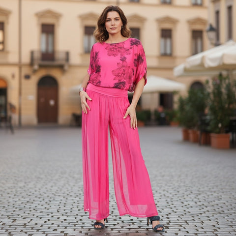 La Strada - Silky Lined Pants - Fuchsia